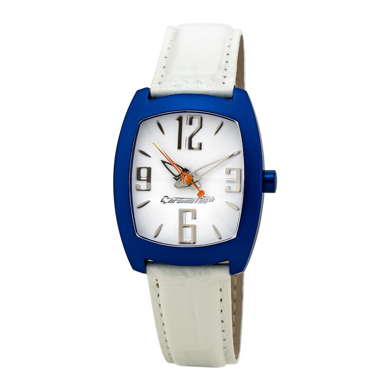 White leather dress watch-null