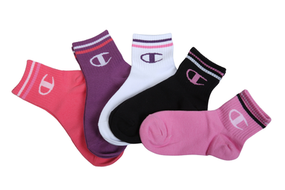 Champion unisex 5pk quarter socks (u30036)-pink