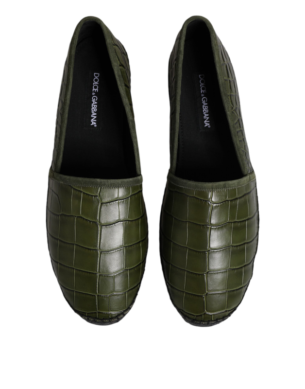 Green exotic leather espadrilles slip on shoes-null