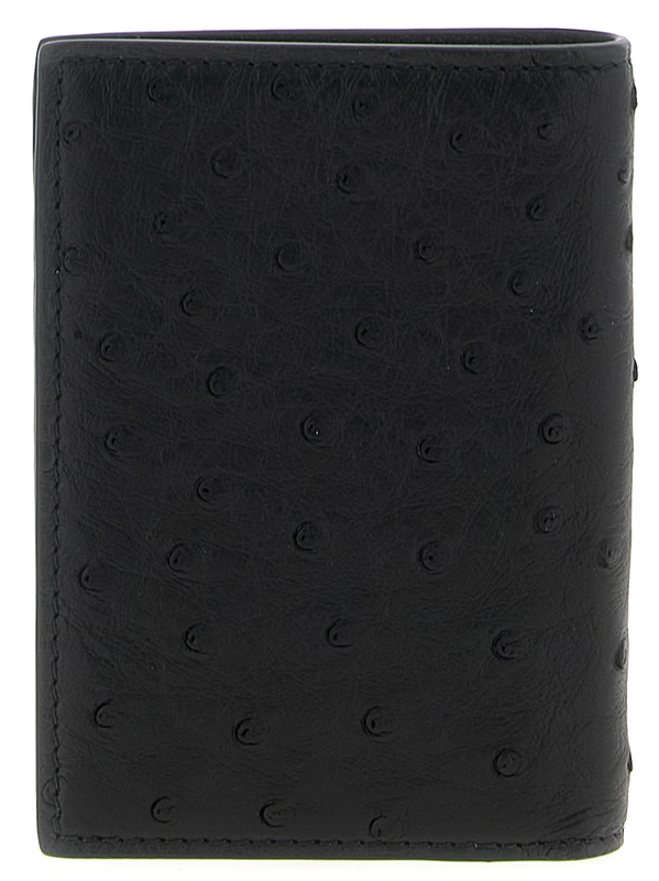 Black ostrich skin cardholder-null