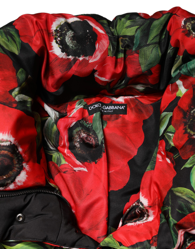 Multicolor floral full zip padded jacket-null