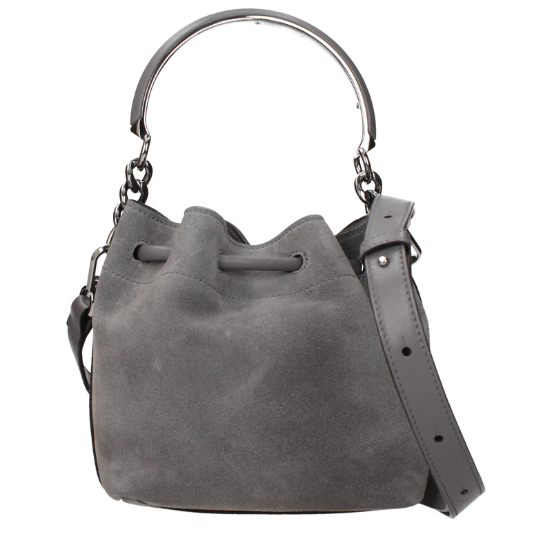 Gray leather handbag-null