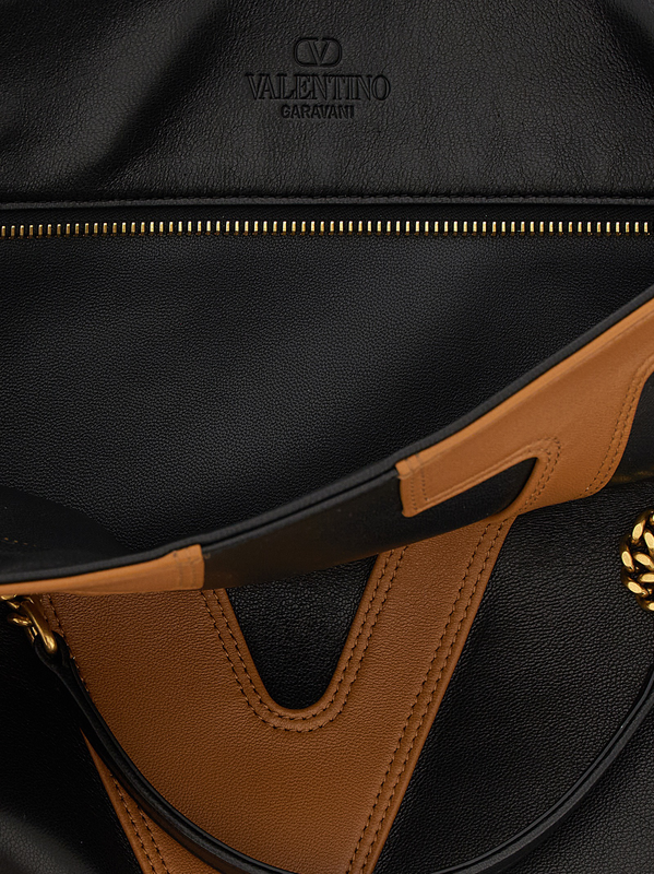 Brown lamb leather tote bag-null