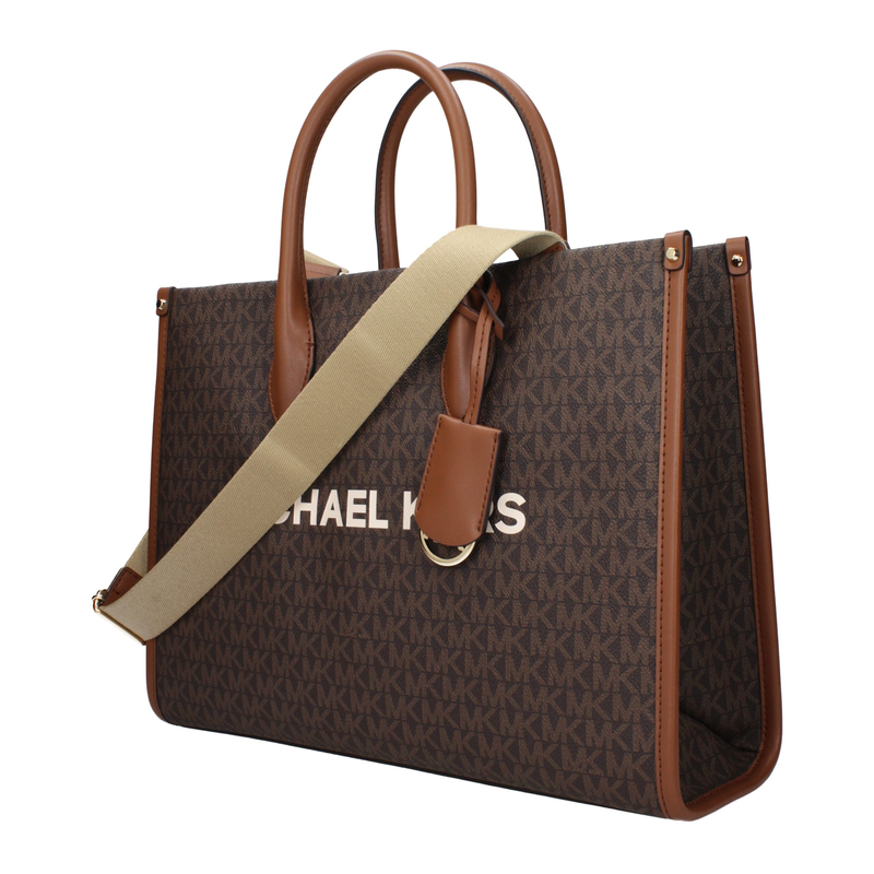 Brown fabric handbag-null