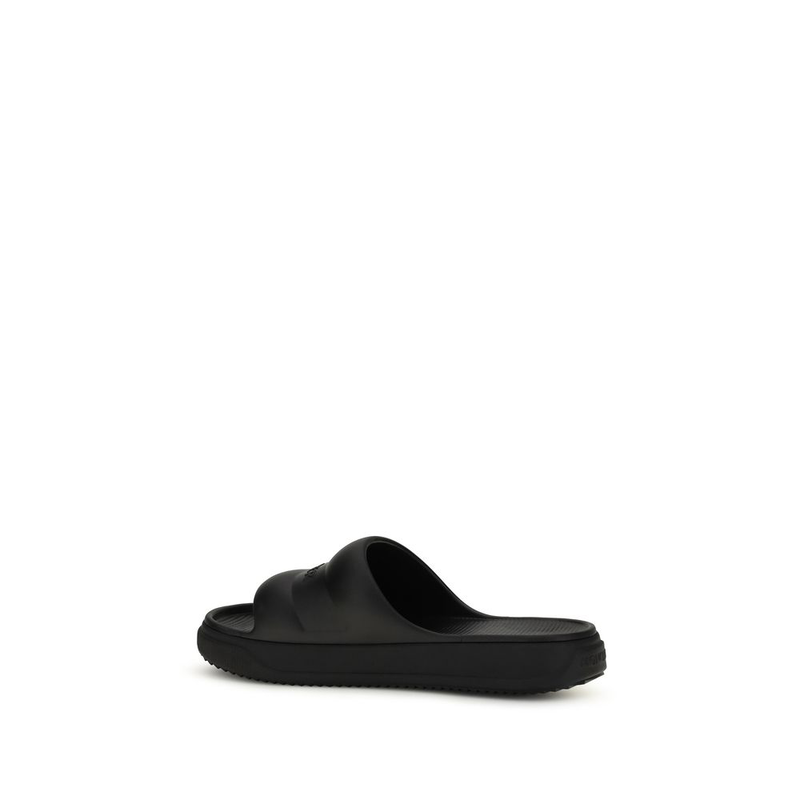 Black rubber flat sandals-null