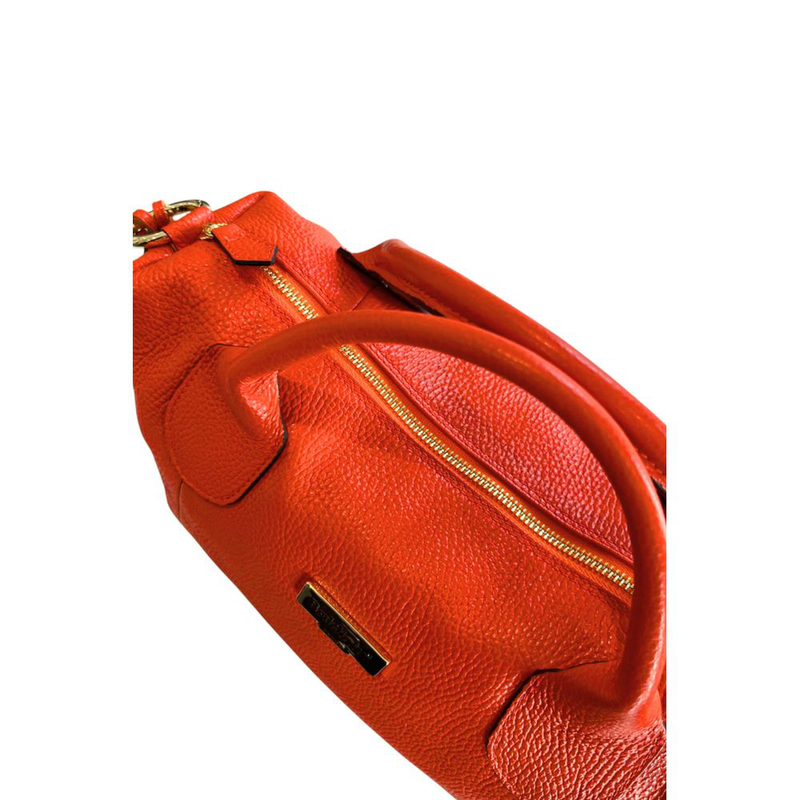 Orange leather women handbag-null