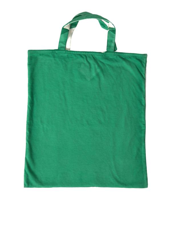 Green jersey fabric logo shoulder shopping tote shopping bag-null
