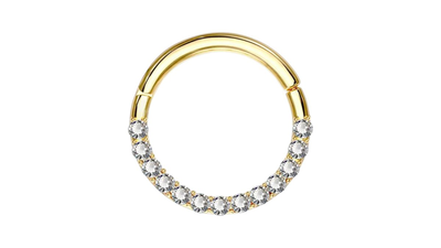 Surgical steel zircon stones piercing clicker gold, , medium