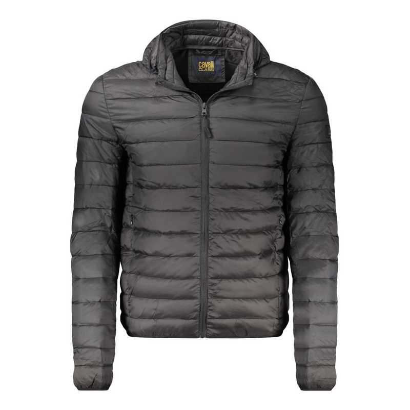 Black polyester men's jacket-null