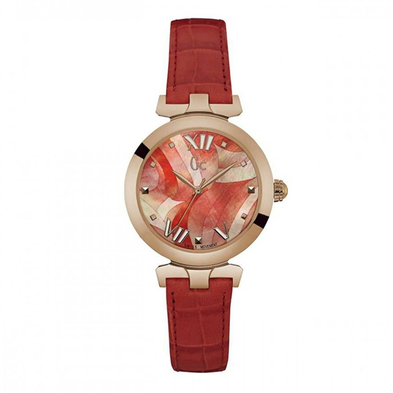 Orange leather dress watch-null