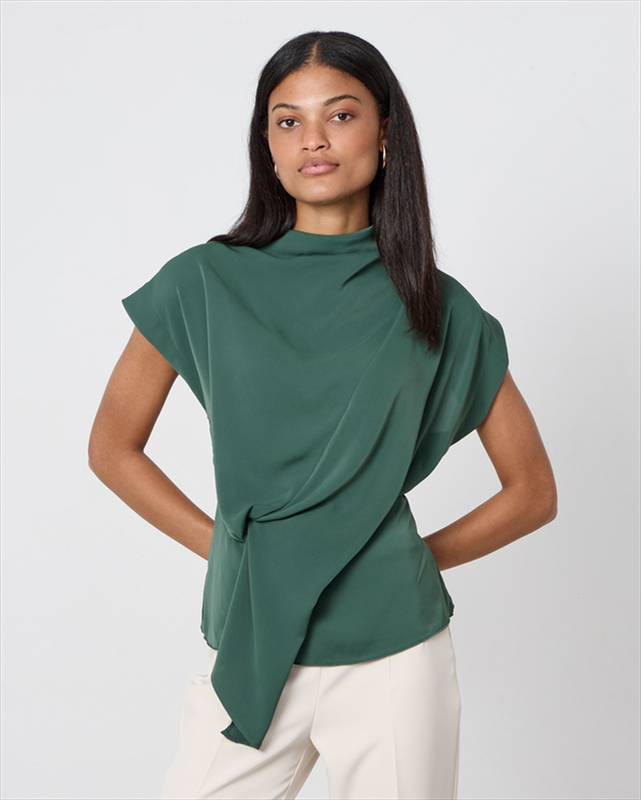 Blouse mock drapep neck image number null