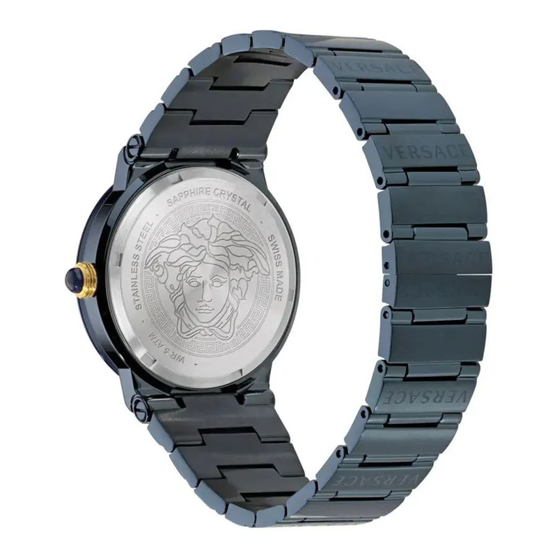 Blue stainless steel dress watch-null