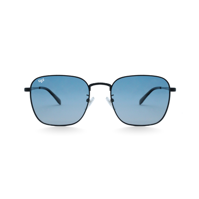 Ojo sunglasses man square black frame and temples with gradient blue polarized lenses rx