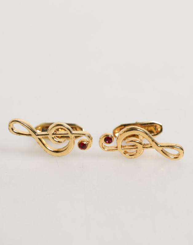 Gold musical note metal brass pin men accessory cufflinks-null