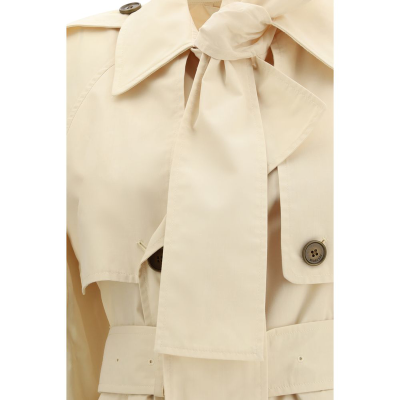 Beige polyester trench coat-null