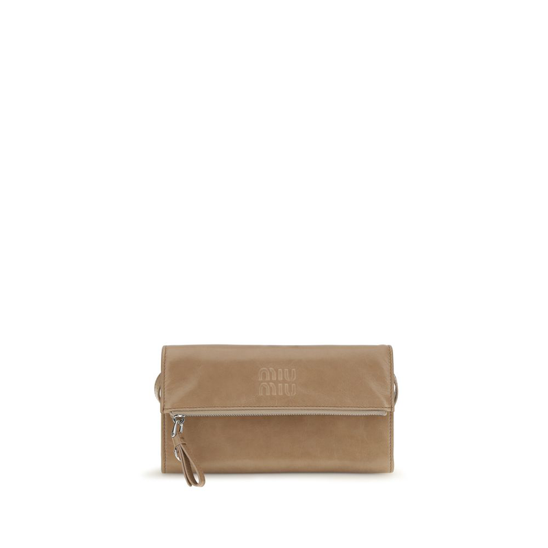 Beige calf leather bos taurus clutch bag-null