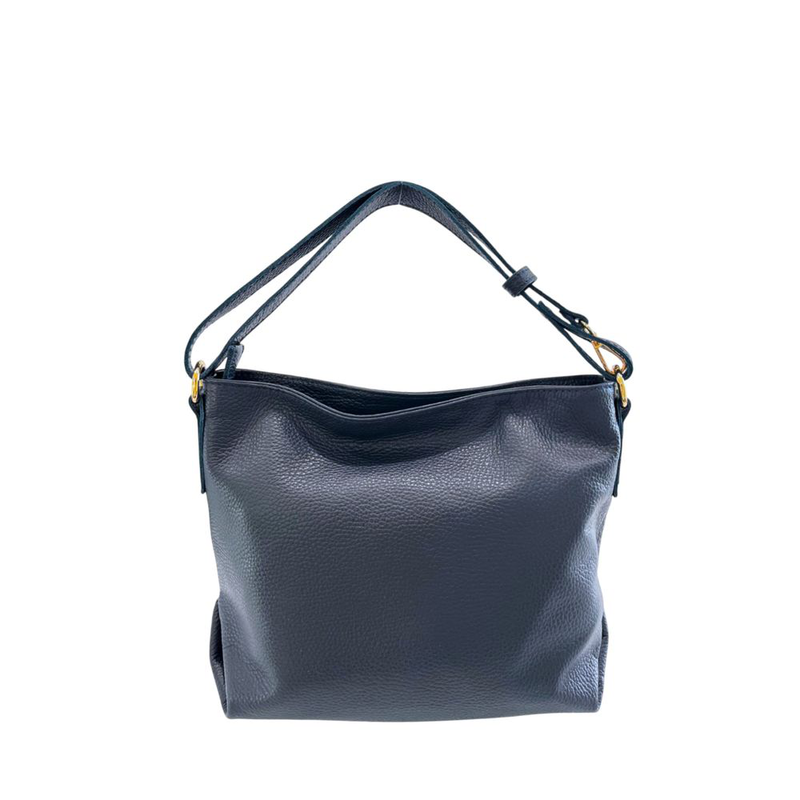 Blue cowhide leather women shoulder bag-null
