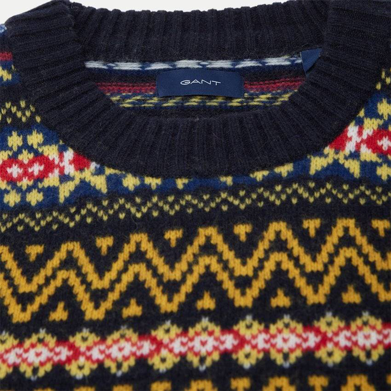 Fair isle c-neck.marine.πλεκτο-null