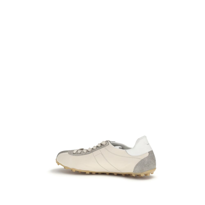 Beige calf leather bos taurus athletic sneakers-null