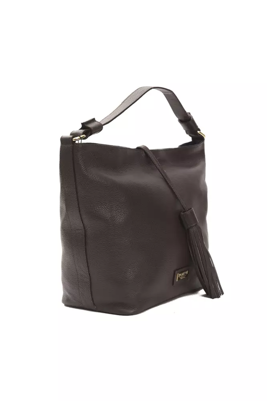 Brown leather women shoulder bag-null