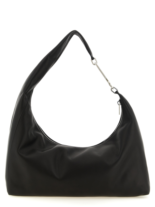 Black calfskin shoulder bag-null