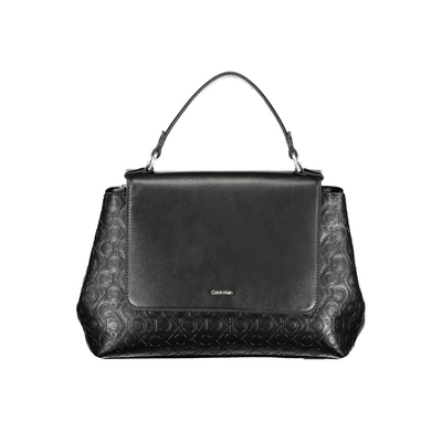 Black polyester women handbag, Black, medium