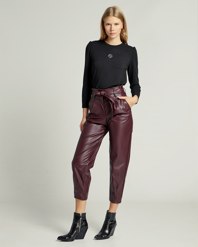 Trouser belted eco leather-null