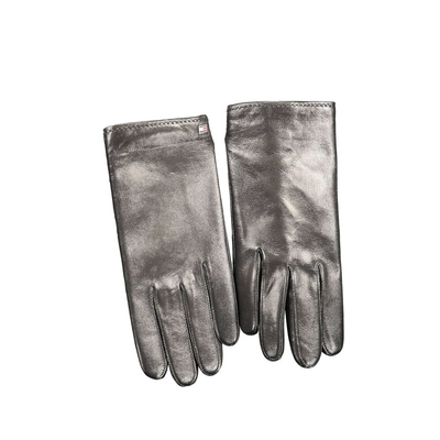 Black leather men's glove, Black, medium