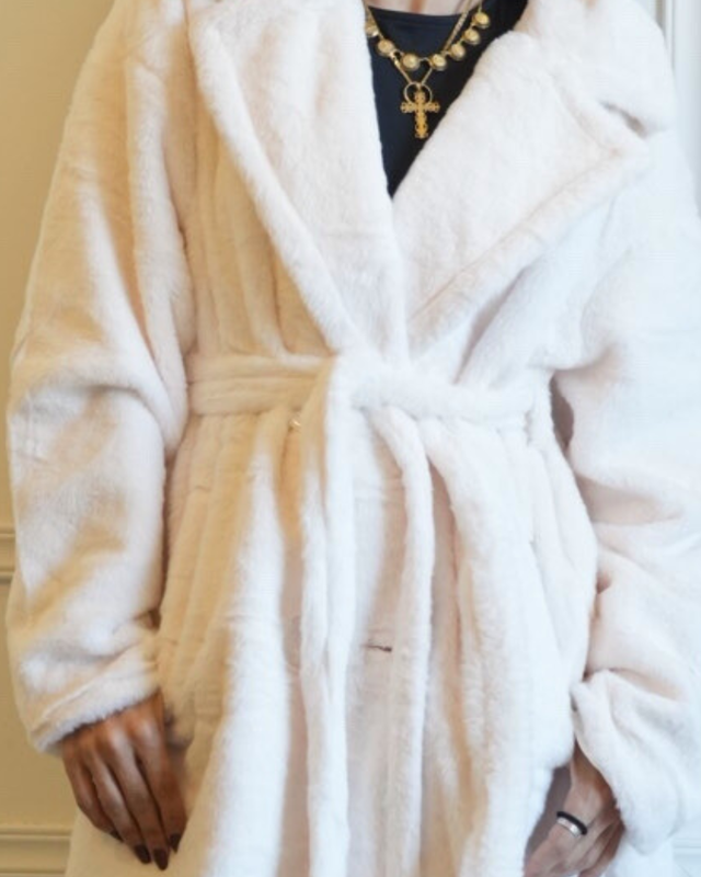 Faux fur midi with button and belt 5508-null