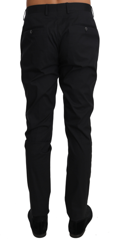 Black cotton stretch formal trousers pants-null