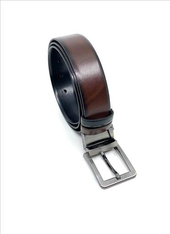 Reversible leather belt with contrast colour image number null