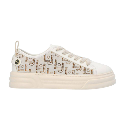 Liu Jo cleo 01 - platform sneakers with gemstones, White / Rose Gold, medium