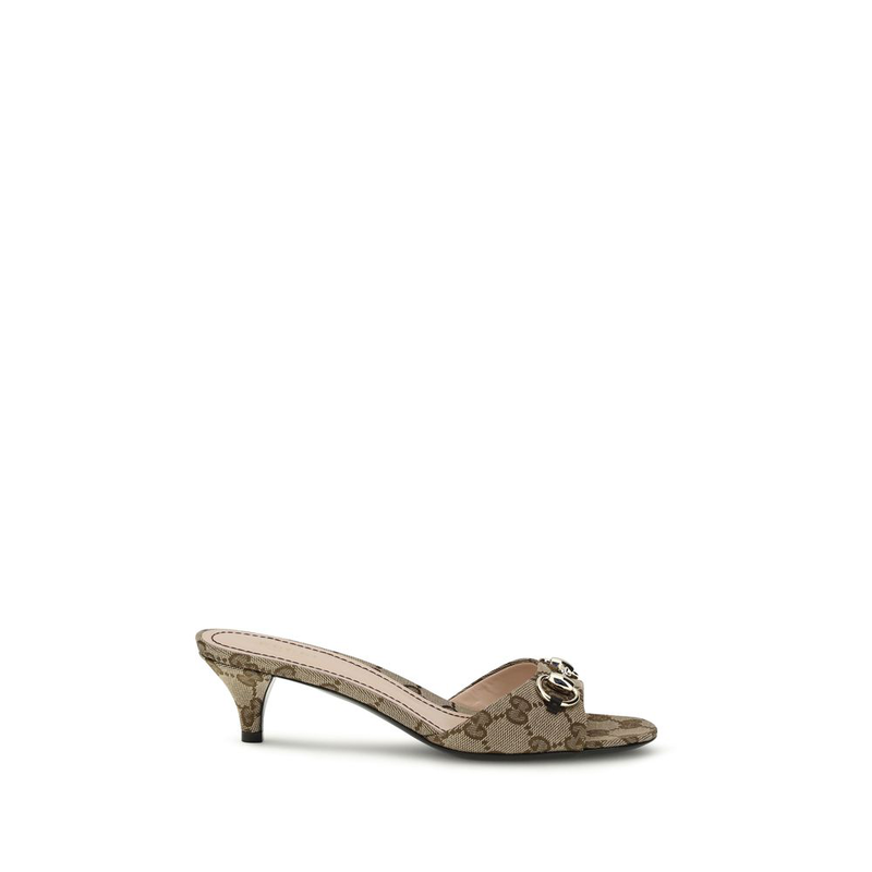 Beige fabric stiletto heel sandals-null