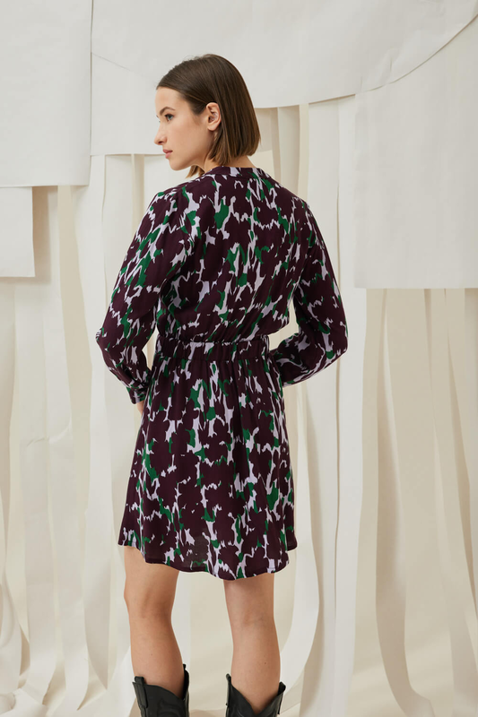 Vrina long sleeve printed mini dress viscose-null