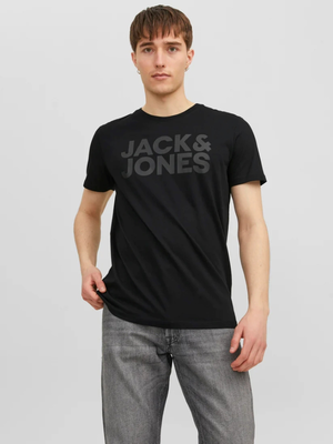 Jackjones jjecorp logo tee ss o-neck noos, Black, medium