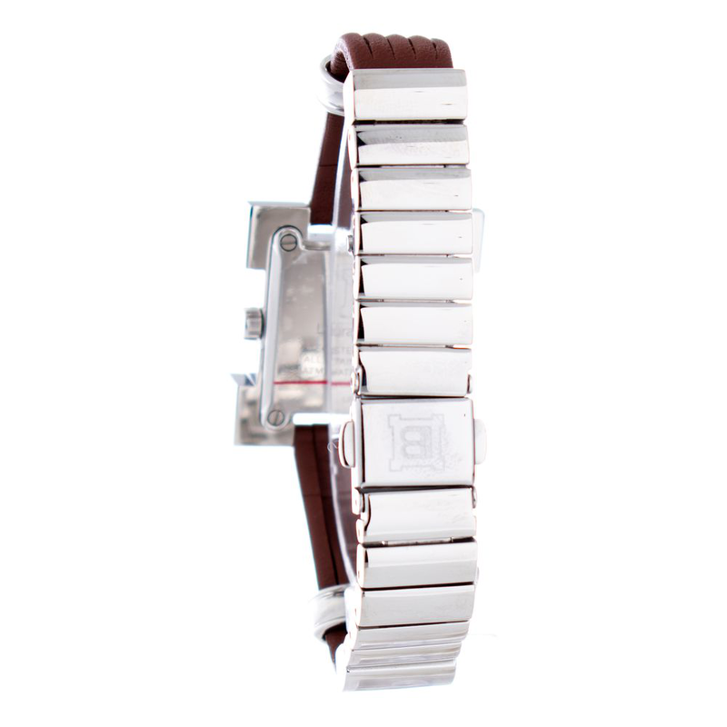 Brown leather dress watch-null