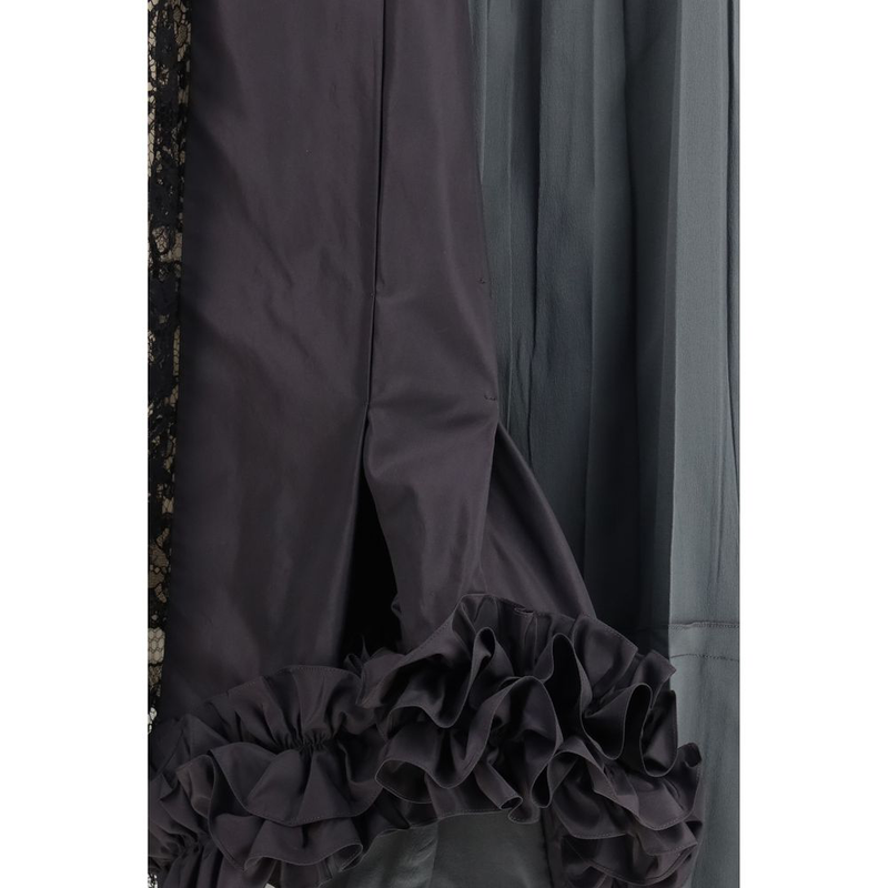 Multicolor silk midi skirt-null