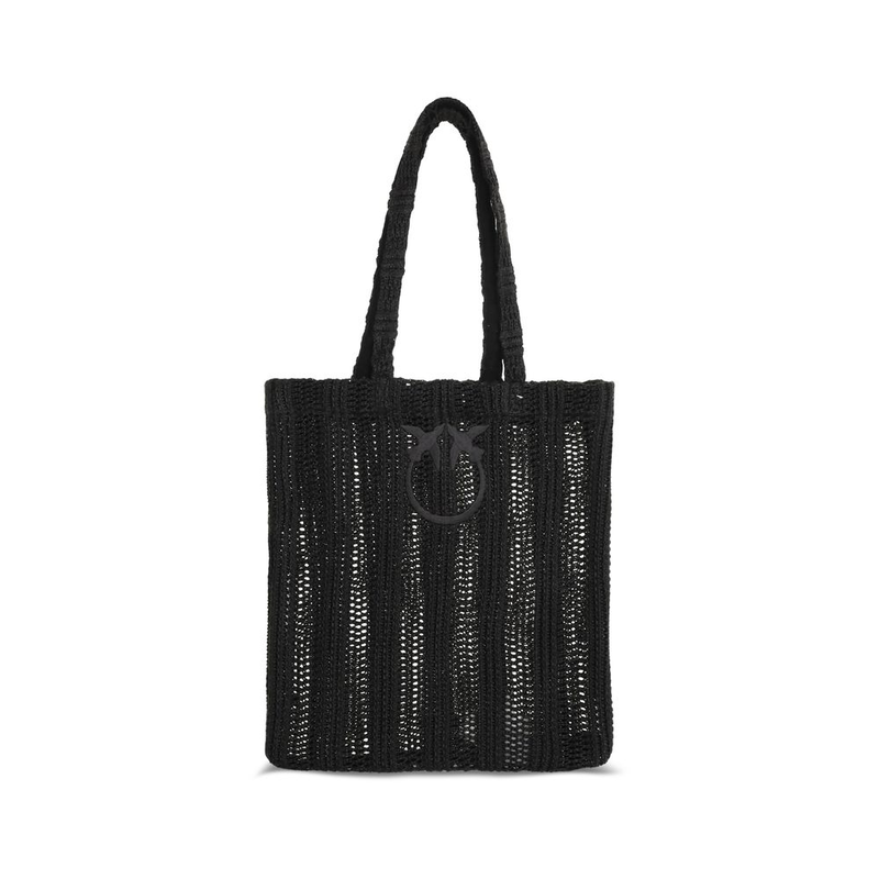 Black raffia shoulder bag-null