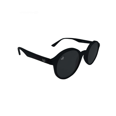 OJO junior round shinny black frame and temples with grey lenses rx