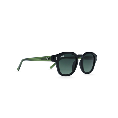 OJO sunglasses everyday round shine black frame with clear green temples and gradient green lensesrx