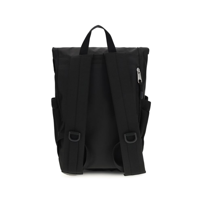Black nylon backpack-null