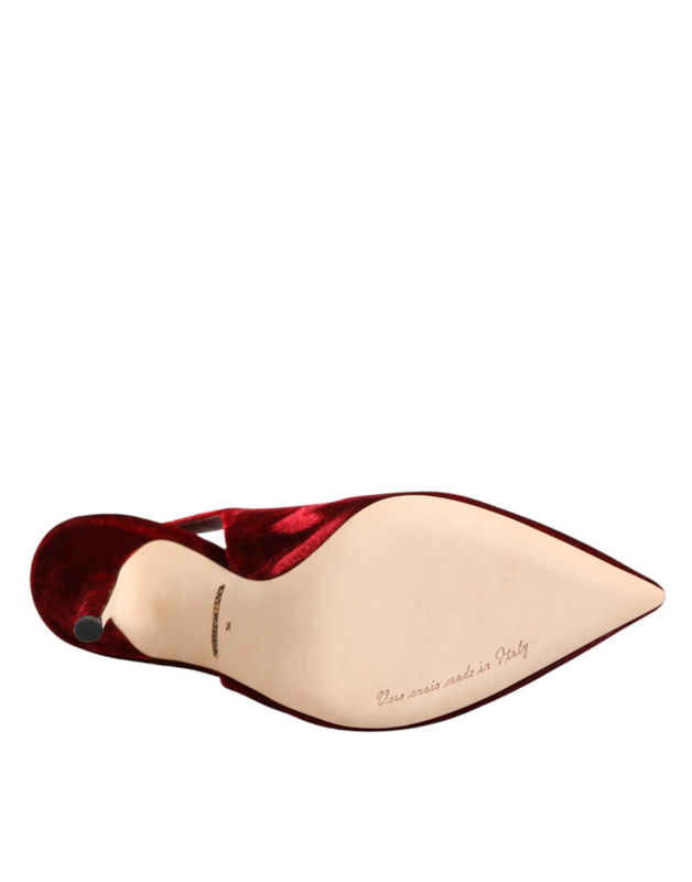 Red suede high heels slingbacks sandals shoes-null