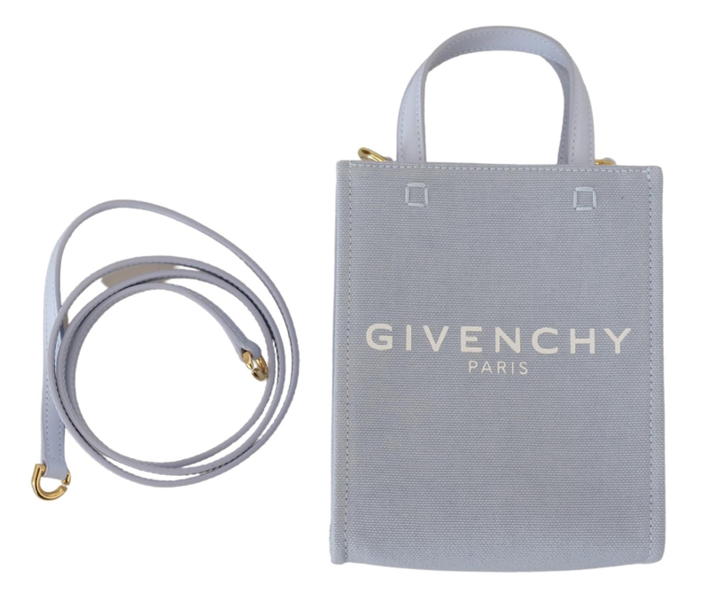 Blue coated canvas vertical cloud mini shoulder bag-null