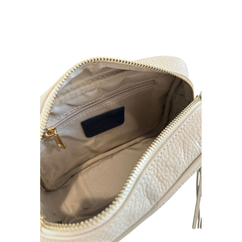 Beige cowhide leather women crossbody bag-null