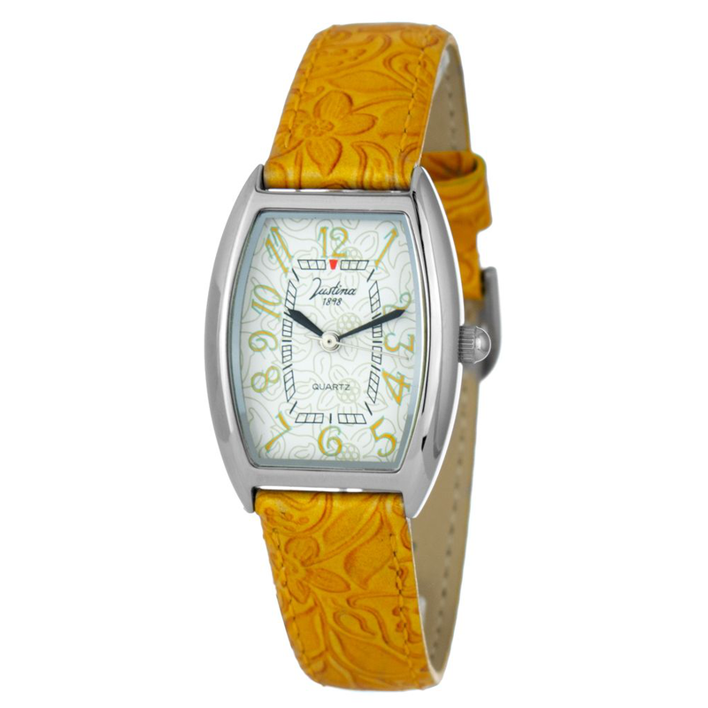 Orange leather dress watch-null