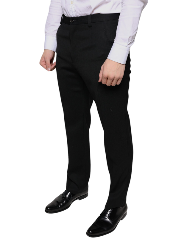 Black wool skinny men dress pants-null