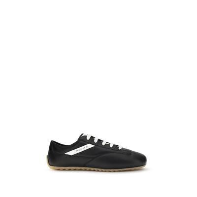 Black calf leather bos taurus low top sneakers, Black, medium