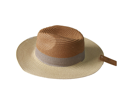 3 colored straw hat, Natural, medium