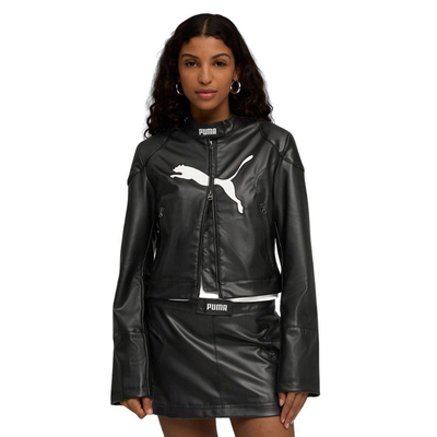 Future..archive pleather racer jacket, Black, medium