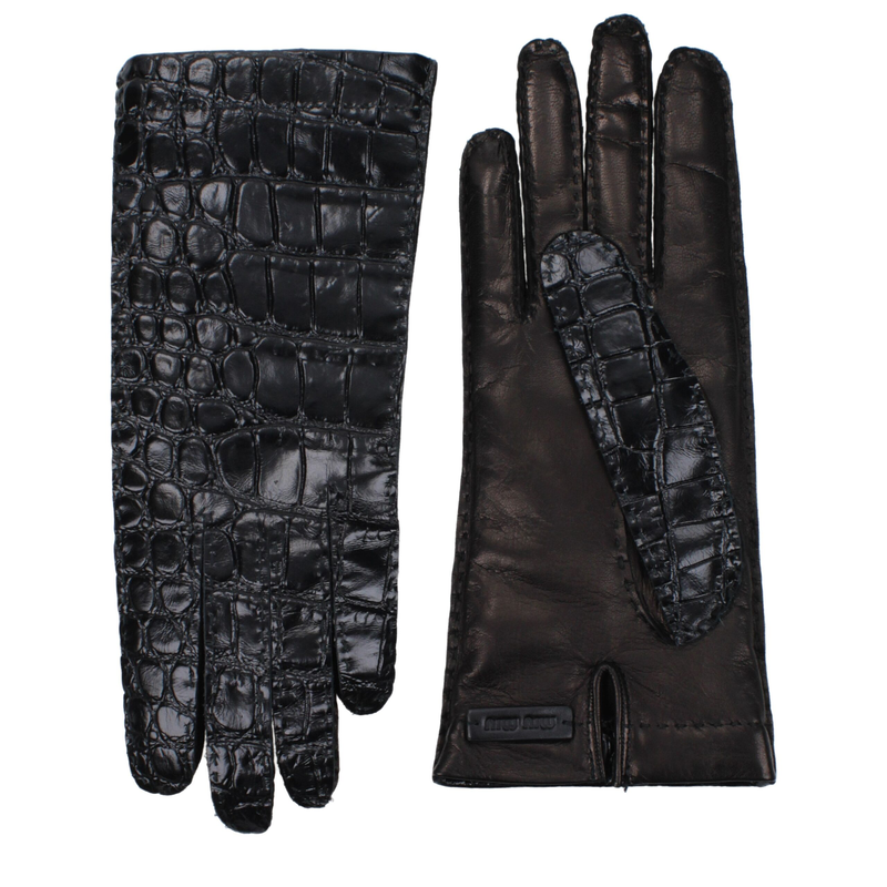 Black leather gloves-null